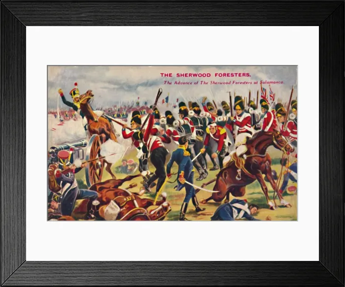 Framed Print : The Sherwood Foresters. The Advance of The Sherwood Foresters at Salamanca, 1812, (1939) Framed Print : The Sherwood Foresters. The Advance of The Sherwood Foresters at Salamanca, 1812, (1939)