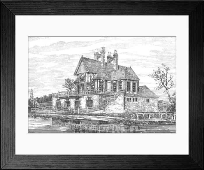 Framed Print : New Boat House, Oxford, 1880. Artist: WSW Framed Print : New Boat House, Oxford, 1880. Artist: WSW