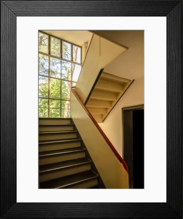 Framed Print : Staircase, Masters House. Restored paintwork, Bauhaus building, Dessau, Germany, 2018 Framed Print : Staircase, Masters House. Restored paintwork, Bauhaus building, Dessau, Germany, 2018
