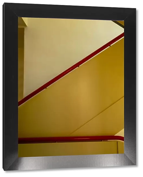 Staircase, Masters House. Restored paintwork. The Bauhaus building, Dessau, Germany, 2018