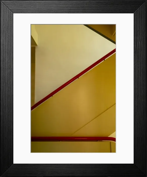 Framed Print : Staircase, Masters House. Restored paintwork. The Bauhaus building, Dessau, Germany, 2018 Framed Print : Staircase, Masters House. Restored paintwork. The Bauhaus building, Dessau, Germany, 2018