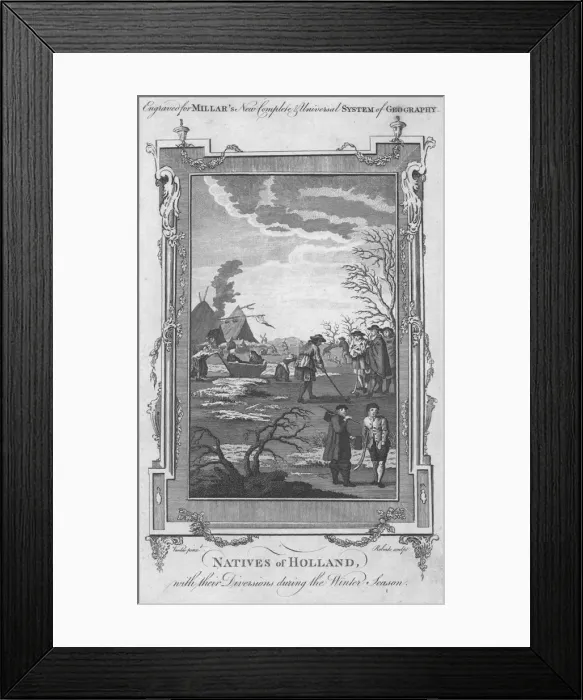 Framed Print : Natives of Holland. With their diversions during the Winter Season. Golfing. c1782 Framed Print : Natives of Holland. With their diversions during the Winter Season. Golfing. c1782