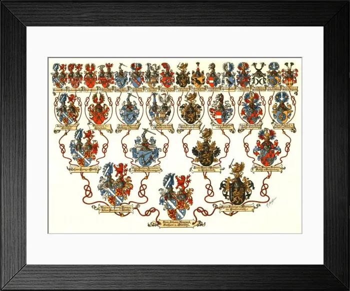 Framed Print : Heraldic Atlas. Artist: H Strohl Framed Print : Heraldic Atlas. Artist: H Strohl