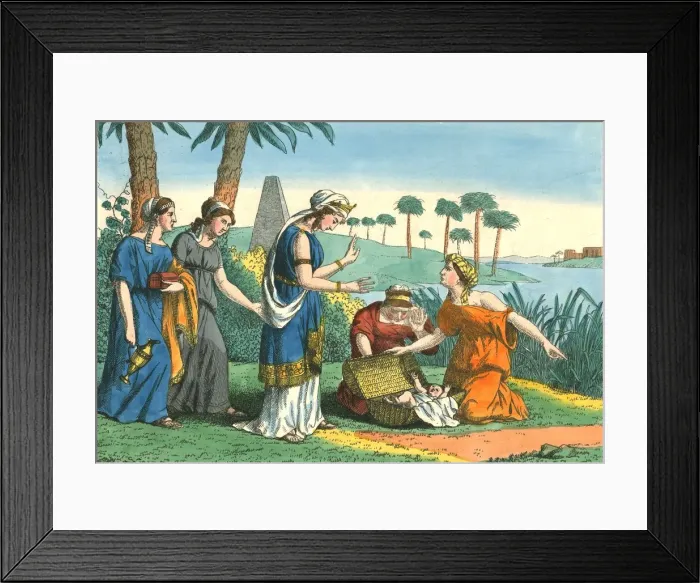 Framed Print : The Discovery of Moses, (19th century?). Artists: Weenix, N v d Linden Framed Print : The Discovery of Moses, (19th century?). Artists: Weenix, N v d Linden