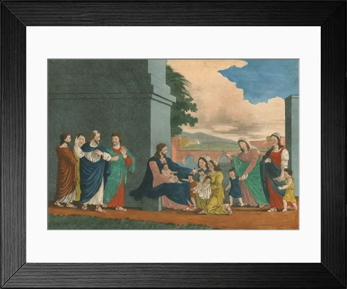 Framed Print : Suffer the little children, (19th century?). Artists: Weenix, N v d Linden Framed Print : Suffer the little children, (19th century?). Artists: Weenix, N v d Linden