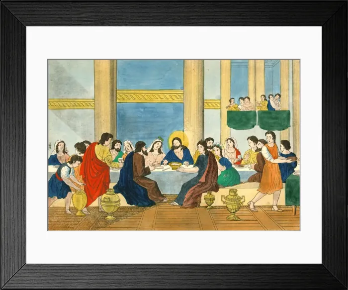 Framed Print : Water into Wine at Cana, (19th century?). Artists: Weenix, N v d Linden Framed Print : Water into Wine at Cana, (19th century?). Artists: Weenix, N v d Linden