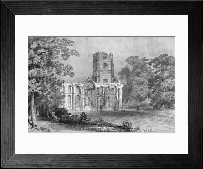 Framed Print : Fountains Abbey, 1840. Artist: W Monkhouse Framed Print : Fountains Abbey, 1840. Artist: W Monkhouse