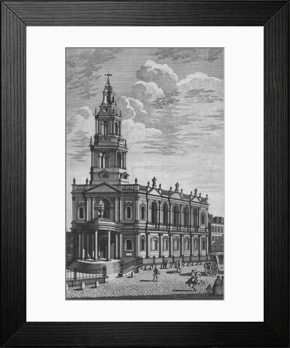 Framed Print : St Marys Church in the Strand, London, mid 18th century. Artist: James Cole Framed Print : St Marys Church in the Strand, London, mid 18th century. Artist: James Cole
