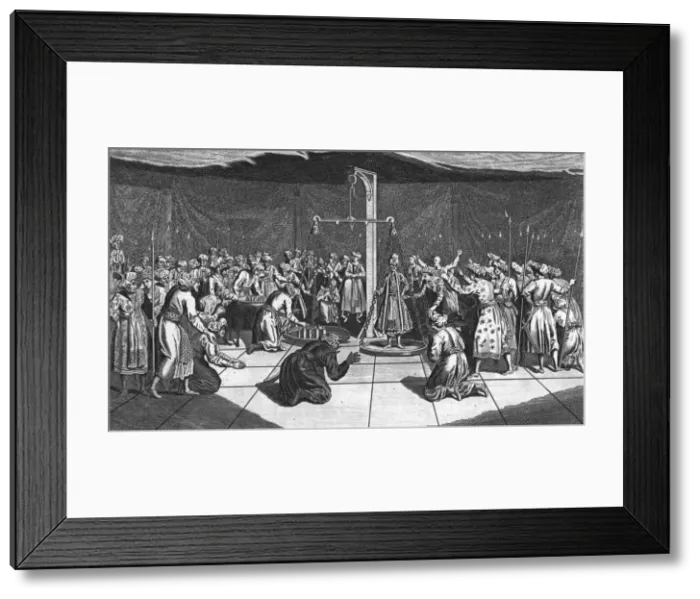 Framed Print : The Weighing of the Great Mogul, c1782 Framed Print : The Weighing of the Great Mogul, c1782