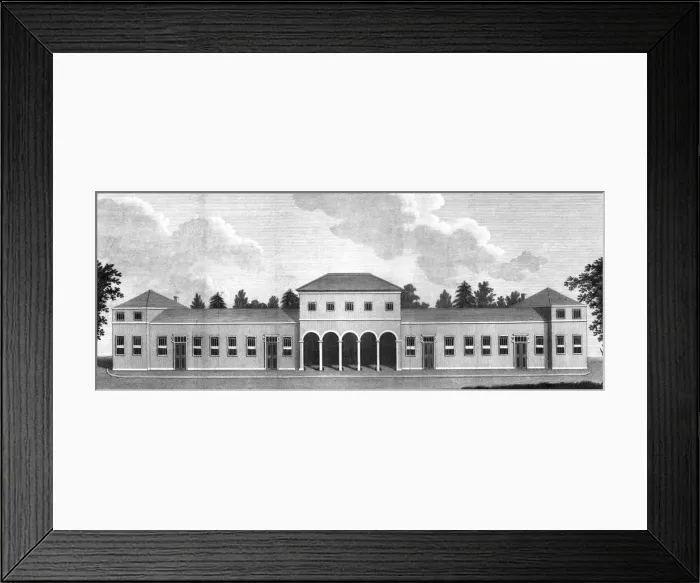 Framed Print : South view of the Earl of Darlingtons stables, Raby Castle, County Durham, 1798 Framed Print : South view of the Earl of Darlingtons stables, Raby Castle, County Durham, 1798
