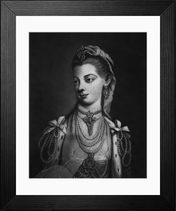 Framed Print : Her Most Excellent Majesty Charlotte Queen of Great Britain, 1762. Artist: William Pether Framed Print : Her Most Excellent Majesty Charlotte Queen of Great Britain, 1762. Artist: William Pether