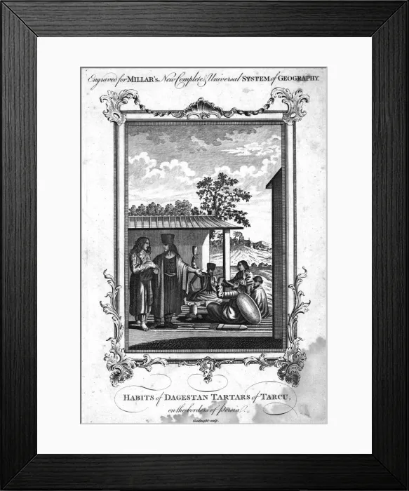 Framed Print : Habits of Dagestan Tartars of Tarcu, on the borders of Persia, 1780. Artist: NC Goodnight Framed Print : Habits of Dagestan Tartars of Tarcu, on the borders of Persia, 1780. Artist: NC Goodnight