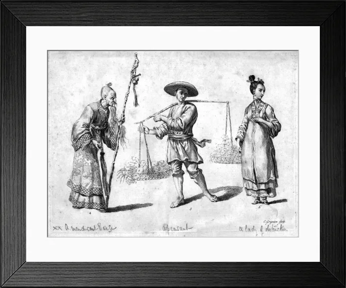 Framed Print : Three Chinese figures, 18th century. Artist: Charles Grignion Framed Print : Three Chinese figures, 18th century. Artist: Charles Grignion