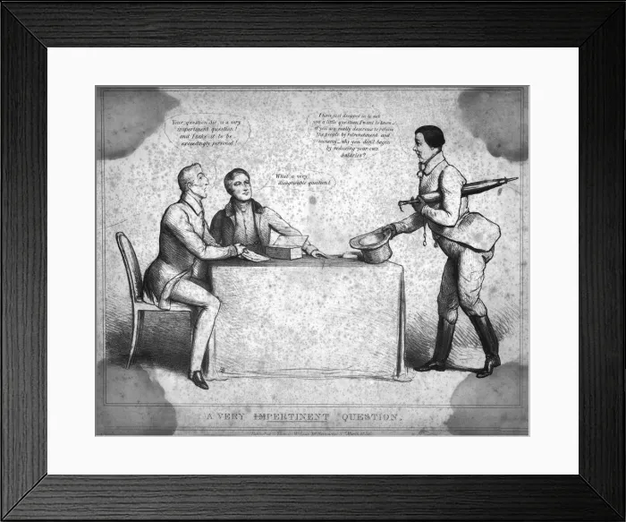 Framed Print : A Very (Im)Pertinent Question. 1830 Framed Print : A Very (Im)Pertinent Question. 1830