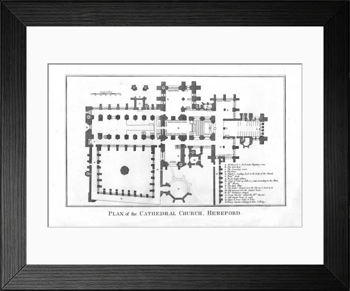 Framed Print : Plan of the Cathedral Church, Hereford. late 18th century Framed Print : Plan of the Cathedral Church, Hereford. late 18th century