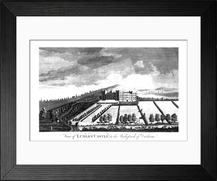 Framed Print : View of Lumley Castle in the Bishoprick of Durham. c1779-1790 Framed Print : View of Lumley Castle in the Bishoprick of Durham. c1779-1790