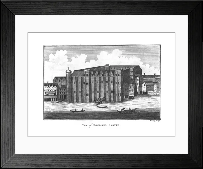 Framed Print : View of Baynards Castle. late 18th century. Artist: Wooding Framed Print : View of Baynards Castle. late 18th century. Artist: Wooding