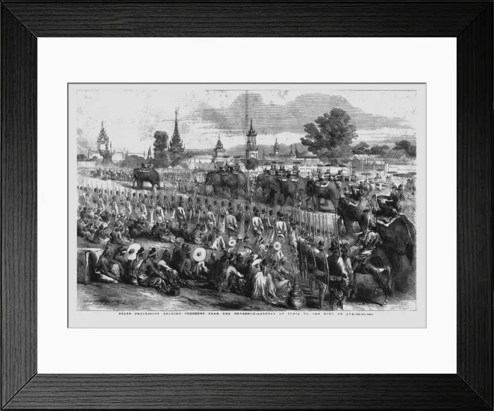 Framed Print : State Procession Bearing Presents from the Governor-General of India to the King of Ava, 1856 Framed Print : State Procession Bearing Presents from the Governor-General of India to the King of Ava, 1856
