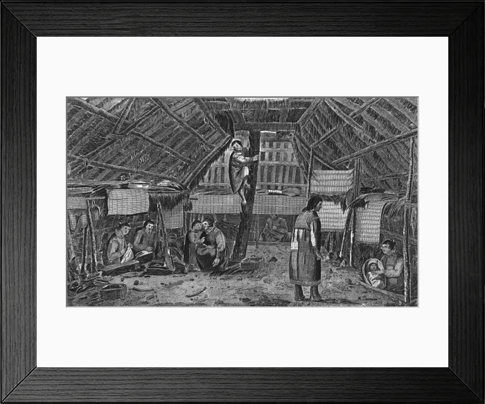 Framed Print : Inside of a House in Oonalashka, c1776-1779. Artist: Lodge Framed Print : Inside of a House in Oonalashka, c1776-1779. Artist: Lodge