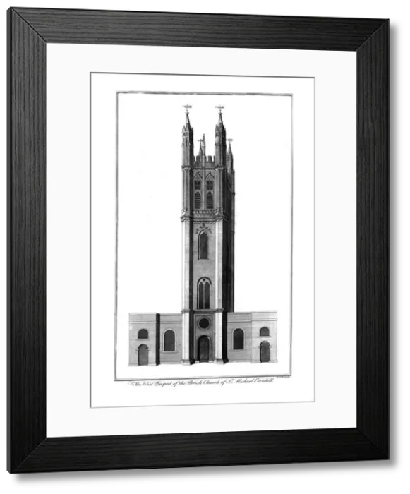 Framed Print : The West Prospect of the Parish Church of St. Michael Cornhill, c1756. Artist: Benjamin Cole Framed Print : The West Prospect of the Parish Church of St. Michael Cornhill, c1756. Artist: Benjamin Cole