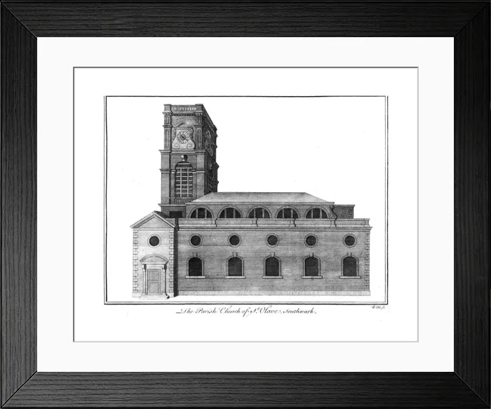 Framed Print : The Parish Church of St. Olave. Southwark. c1756. Artist: Benjamin Cole Framed Print : The Parish Church of St. Olave. Southwark. c1756. Artist: Benjamin Cole