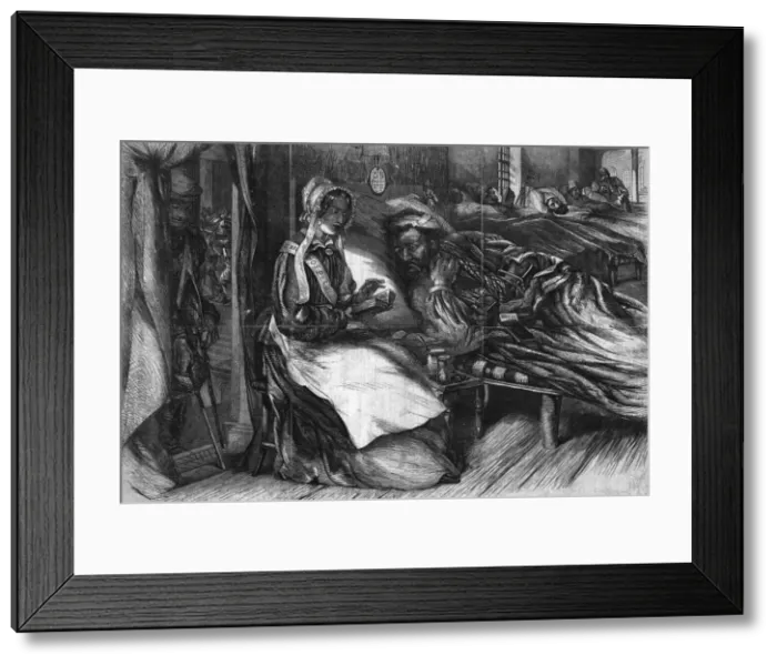 Framed Print : Christmas Charity - Interior of an Hospital in the East, 1855. Artist: George Meason Framed Print : Christmas Charity - Interior of an Hospital in the East, 1855. Artist: George Meason