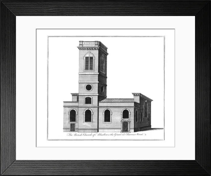 Framed Print : The Parish Church of Alhallows the Great in Thames Street. c1772. Artist: Benjamin Cole Framed Print : The Parish Church of Alhallows the Great in Thames Street. c1772. Artist: Benjamin Cole