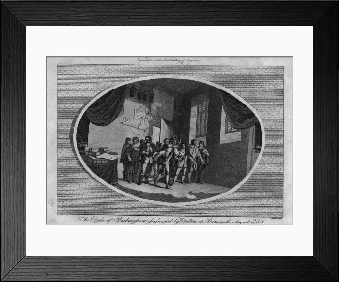 Framed Print : The Duke of Buckingham assassinated by Felton at Portsmouth August 23rd 1628. (1792) Framed Print : The Duke of Buckingham assassinated by Felton at Portsmouth August 23rd 1628. (1792)