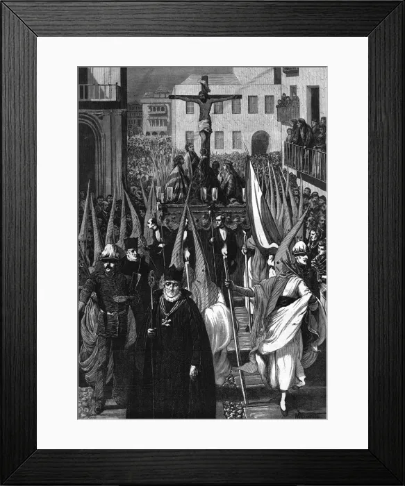 Framed Print : Sketches in Spain - Religious Procession in Seville during the Holy Week, 1878 Framed Print : Sketches in Spain - Religious Procession in Seville during the Holy Week, 1878