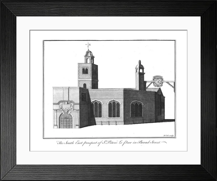 Framed Print : The South East Prospect of St. Peters Le Poor in Broad Street. c1756. Artist: Benjamin Cole Framed Print : The South East Prospect of St. Peters Le Poor in Broad Street. c1756. Artist: Benjamin Cole