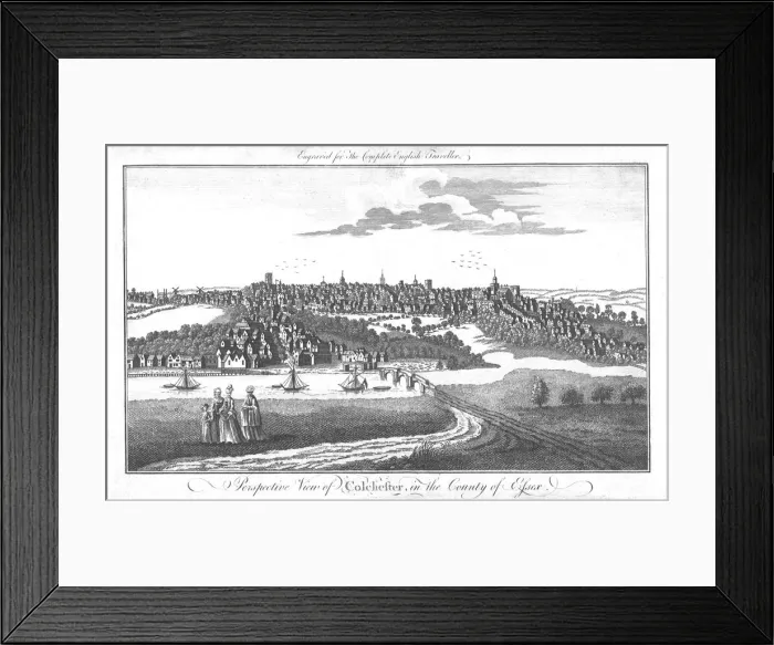 Framed Print : A Perspective View of Colchester, in the County of Essex. c1742 Framed Print : A Perspective View of Colchester, in the County of Essex. c1742