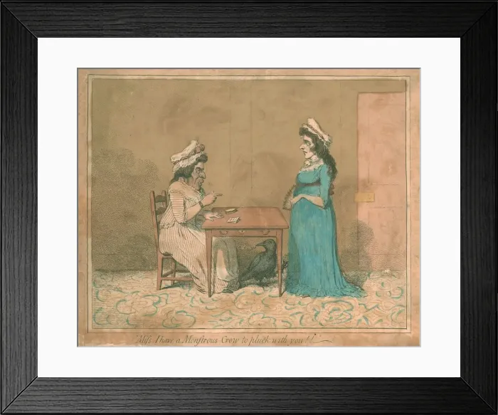 Framed Print : Miss, I have a Monstrous Crow to pluck with you!!, 1794. Artist: James Gillray Framed Print : Miss, I have a Monstrous Crow to pluck with you!!, 1794. Artist: James Gillray