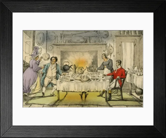 Framed Print : Mr Jorrockss Hunt Breakfast: a Terrible Surprise, 1838. Artist: Henry Thomas Alken Framed Print : Mr Jorrockss Hunt Breakfast: a Terrible Surprise, 1838. Artist: Henry Thomas Alken