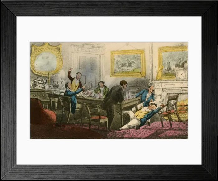 Framed Print : Lift me up! Tie me in my Chair! Fill my Glass!, 1838. Artist: Henry Thomas Alken Framed Print : Lift me up! Tie me in my Chair! Fill my Glass!, 1838. Artist: Henry Thomas Alken
