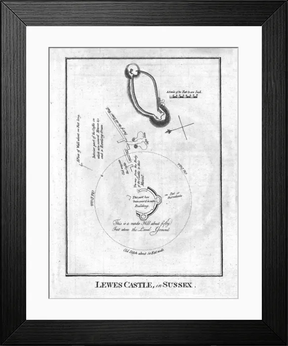 Framed Print : Lewes Castle, in Sussex. late 18th century Framed Print : Lewes Castle, in Sussex. late 18th century