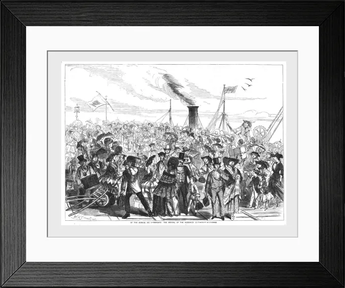 Framed Print : Margate, Arrival of the Husbands Boat, 1856. Artist: Swain Framed Print : Margate, Arrival of the Husbands Boat, 1856. Artist: Swain