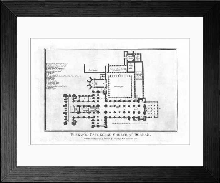 Framed Print : Plan of the Cathedral Church of Durham. late 18th century Framed Print : Plan of the Cathedral Church of Durham. late 18th century