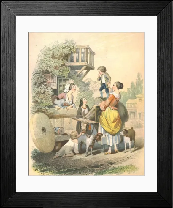 Framed Print : A Chat with the Millers Wife, late 18th-early 19th century? Framed Print : A Chat with the Millers Wife, late 18th-early 19th century?