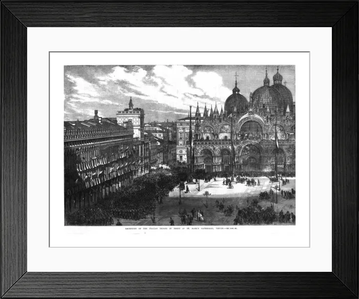 Framed Print : Reception of the Italian Troops in front of St. Marks Cathedral, Venice, 1866 Framed Print : Reception of the Italian Troops in front of St. Marks Cathedral, Venice, 1866