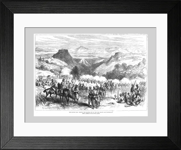 Framed Print : The Kaffir War - Driving the Kaffirs out of the Iron Mount and Waterkloof, 1878 Framed Print : The Kaffir War - Driving the Kaffirs out of the Iron Mount and Waterkloof, 1878
