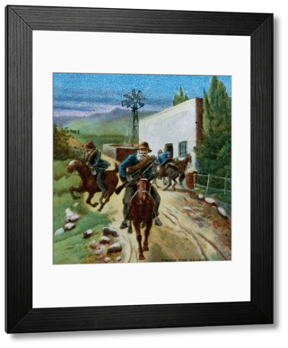 Framed Print : Boers Retreating from a Farmhouse, 1900 Framed Print : Boers Retreating from a Farmhouse, 1900