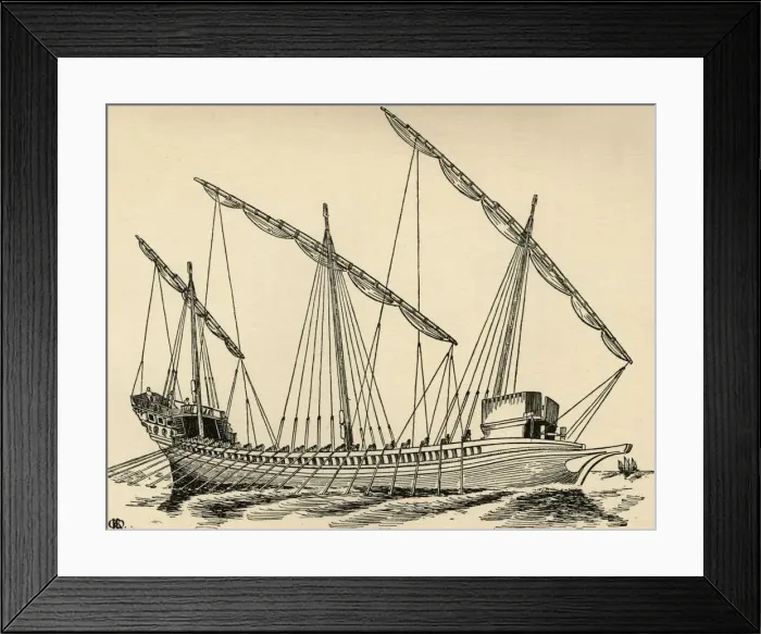 Framed Print : A Mediterranean Galley, (1931). Artist: Charles Henry Bourne Quennell Framed Print : A Mediterranean Galley, (1931). Artist: Charles Henry Bourne Quennell
