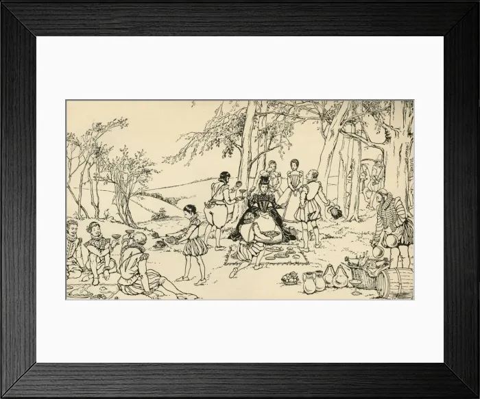 Framed Print : The Assembly before the Hunt, (1931). Artist: Charles Henry Bourne Quennell Framed Print : The Assembly before the Hunt, (1931). Artist: Charles Henry Bourne Quennell