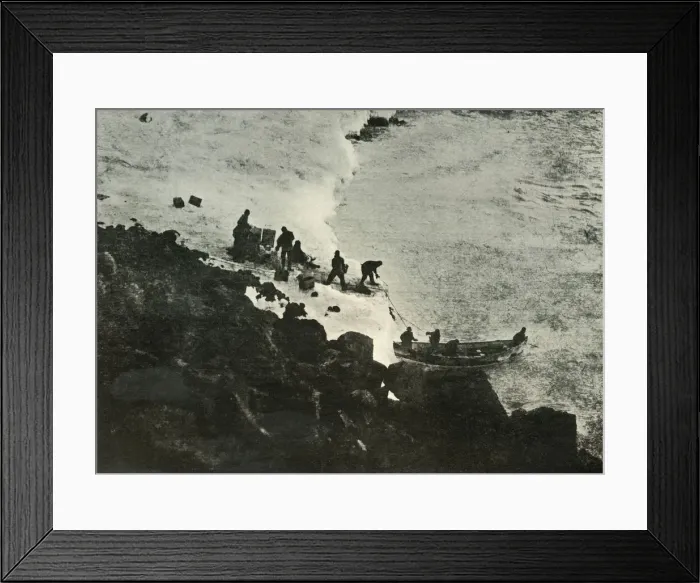 Framed Print : Landing Stores from the Boat at the First Landing-Place, c1908, (1909) Framed Print : Landing Stores from the Boat at the First Landing-Place, c1908, (1909)
