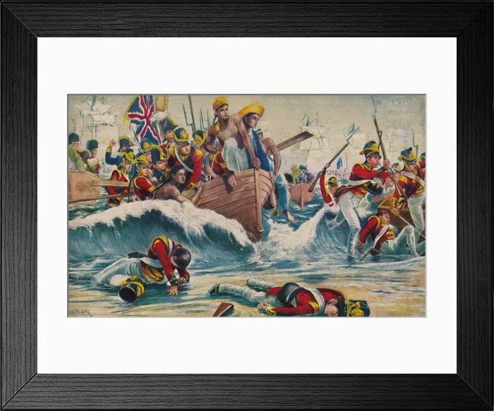 Framed Print : The Somerset Light Infantry. The Desperate Landing at Aboukir Bay, 1801, (1939) Framed Print : The Somerset Light Infantry. The Desperate Landing at Aboukir Bay, 1801, (1939)
