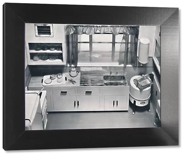 View of a kitchen, designed by H. M. V. Household Appliances, 1938