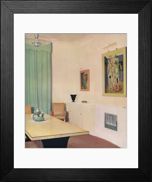 Framed Print : London Dining Room with painting by Chirico, 1938 Framed Print : London Dining Room with painting by Chirico, 1938