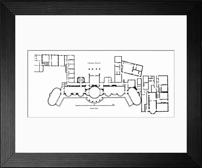 Framed Print : Plan of the Pavilion showing alterations to Hollands original building completed in 1804 Framed Print : Plan of the Pavilion showing alterations to Hollands original building completed in 1804