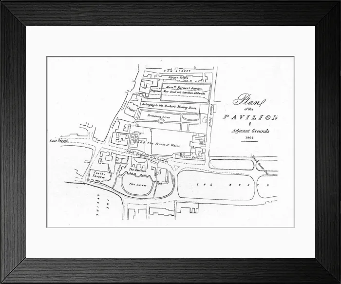 Framed Print : Plan of the Pavilion & Adjacent Grounds - 1803, (1939) Framed Print : Plan of the Pavilion & Adjacent Grounds - 1803, (1939)