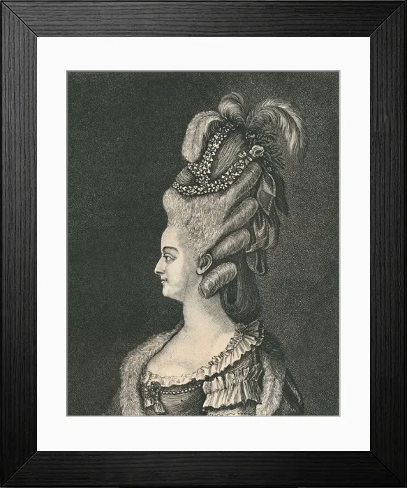 Framed Print : Female Head-Gear: Marie Antoinette, 1783, (1886) Framed Print : Female Head-Gear: Marie Antoinette, 1783, (1886)